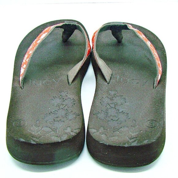Lucy Floral Flip Flops Brown Cushioned Footbed - Picture 5 of 11
